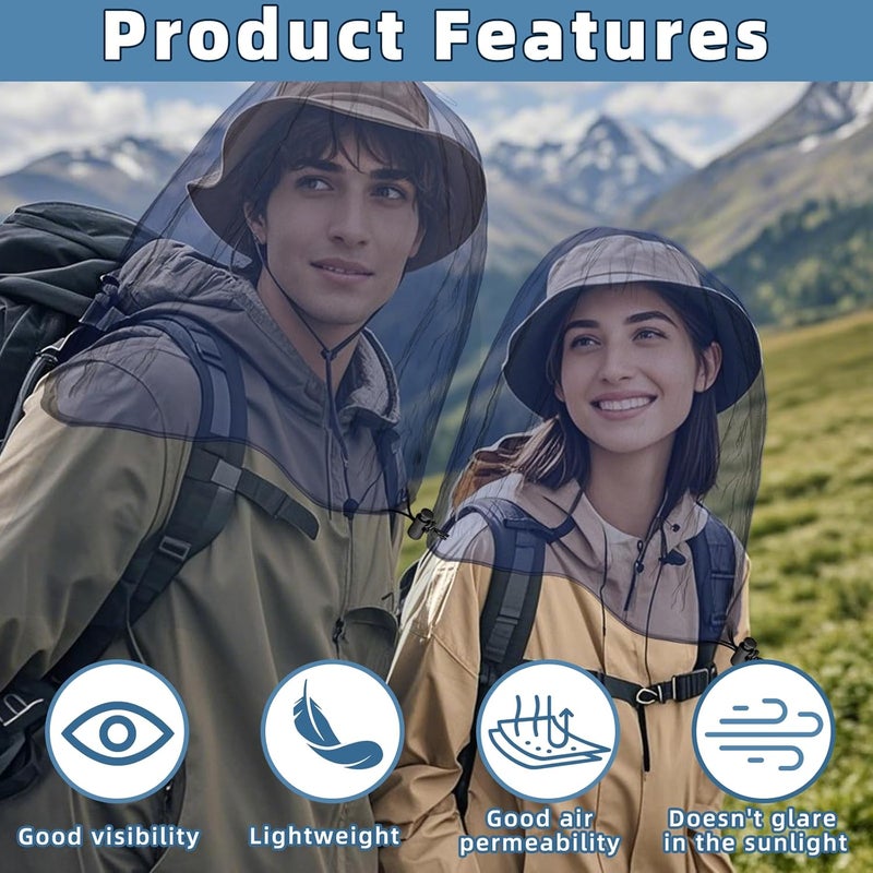 JayruiMice Oversized Mosquito Net 42 x 25 Inches Ultra Large Mosquito Head Net Face Neck Fly Mesh Netting Fits All Hats for Outdoor Camping Hiking Fishing Gardening Safari(Navy Blue) - Image 4